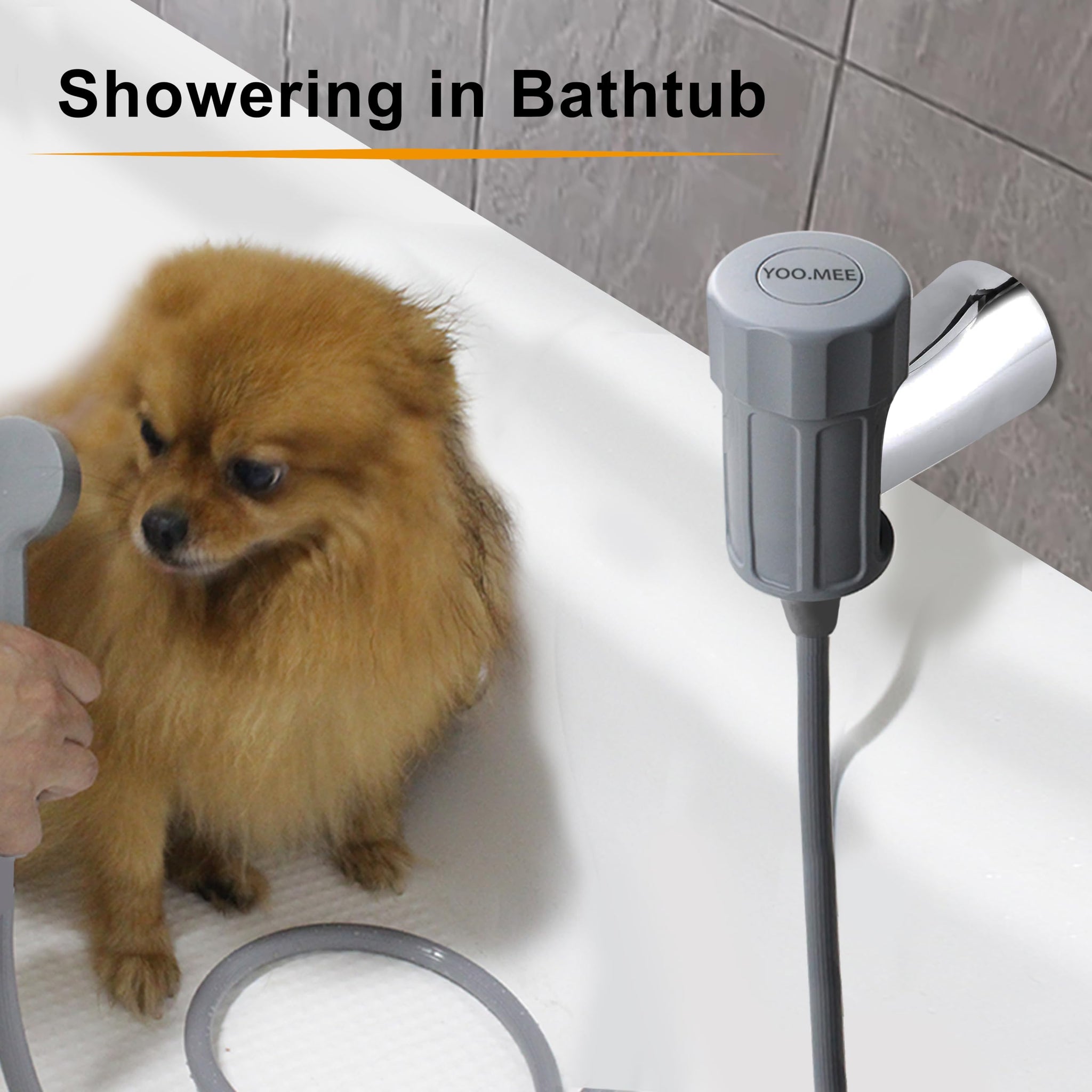 Pets Shower Attachment, Quick Connect on Tub Spout w/Front Diverter, Ideal for Washing Pets and Cleaning Tub, Portable and Convenience