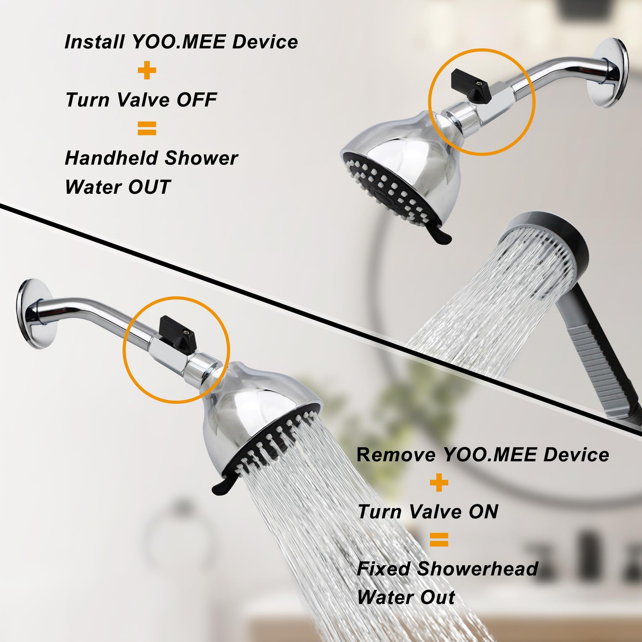 Pets Shower Attachment, Quick Connect on Tub Spout w/Front Diverter, Ideal for Washing Pets and Cleaning Tub, Portable and Convenience